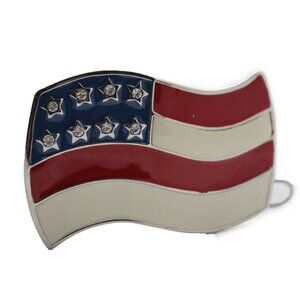 New Men Women Buckle Western Cowboy Silver American USA Flag United States Stars